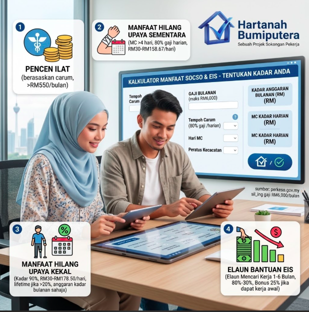 PERKESO (SOCSO): Manfaat, Carum & Cara Kira Menggunakan Kalkulator Hartanah Bumiputera