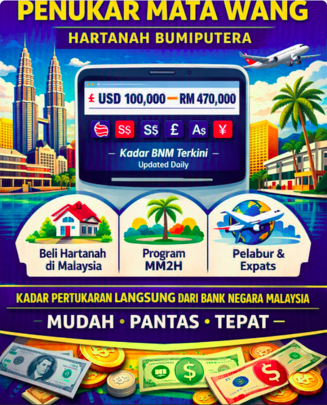 Penukar Mata Wang: Kira Kos Hartanah Malaysia Dalam Mata Wang Anda