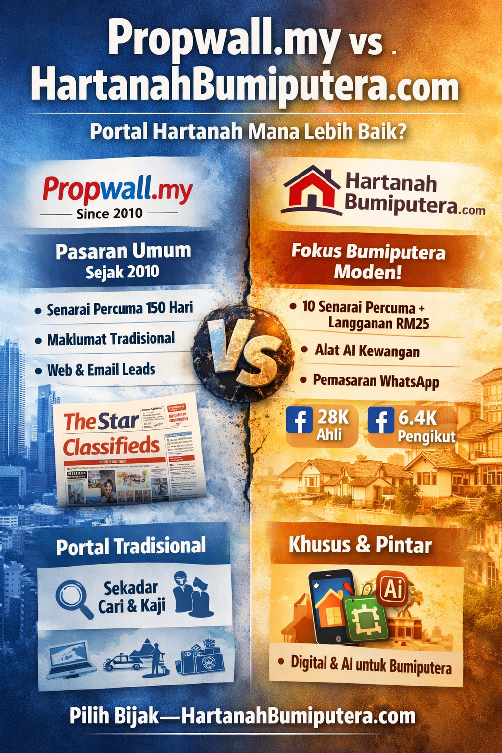 Propwall.my vs HartanahBumiputera.com: Mengapa Pendatang Baru Ini Mengatasi Platform Legasi Melalui Pemfokusan Tepat & Inovasi AI