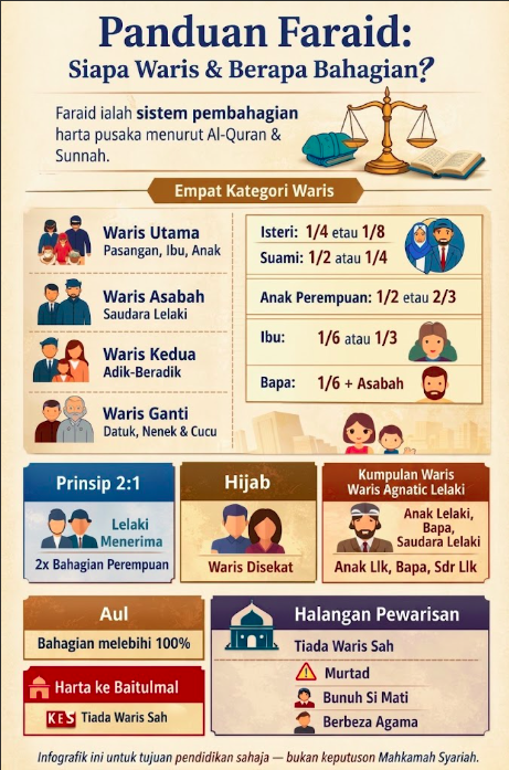 Panduan Faraid: Siapa Waris & Berapa Bahagian Masing-Masing?